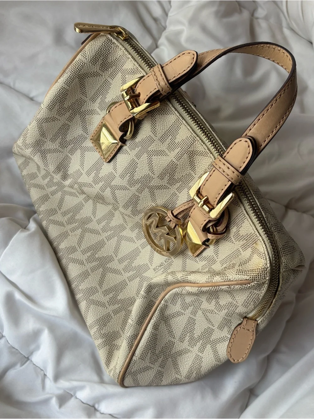 Michael Kors Beige/Tan Signature MK Satchel